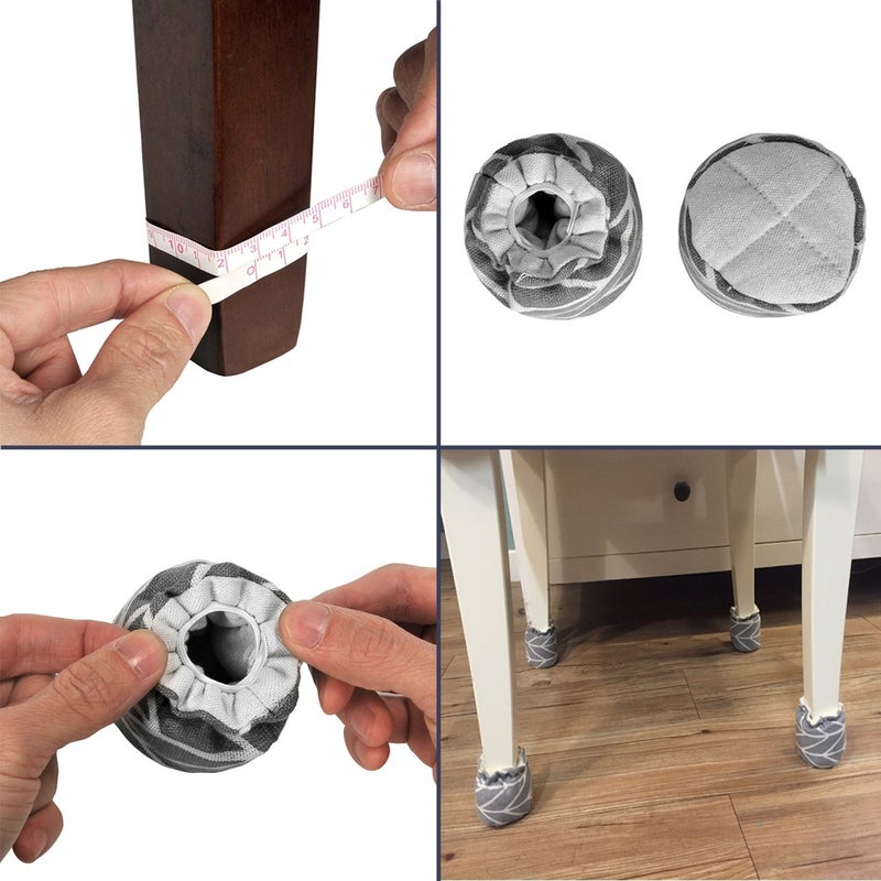 WarmHut Chair Leg Floor Protectors, 16pcs Table Furniture Leg Feet Tips Cloth Leg Caps, Wood Floor Protectors, Home Decoration (Linen Grey) - Image 3